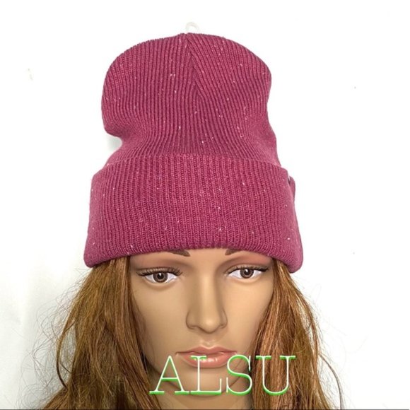 💖MEGA SALE💖Converse ! Speckled Cuffed Womens Beanie Hat Wine 10018019-A01 - Picture 1 of 6